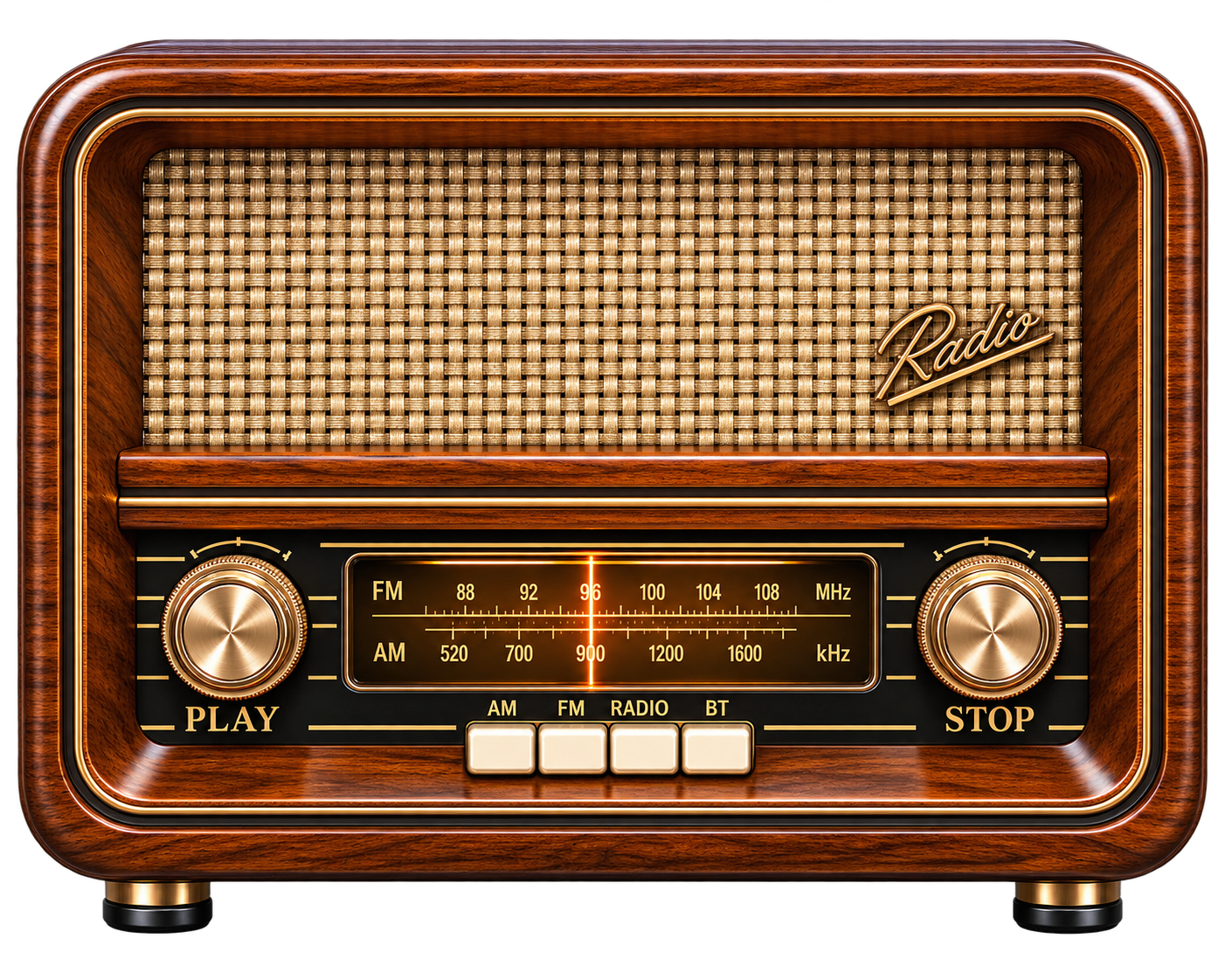 Vintage wooden Route 66 radio receiver